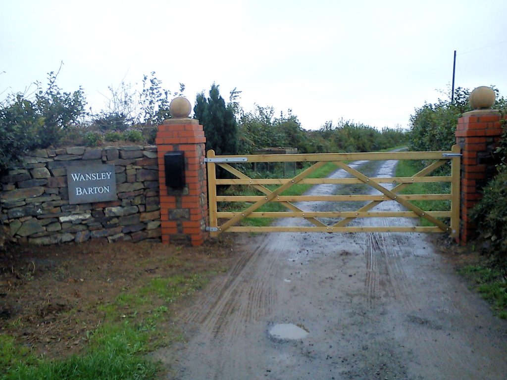 New farm entrance using brick and stone.